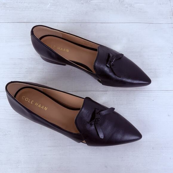 Cole Haan Black Leather Shoes Loafer Size 6B Viola Skimmer Slip On Pointed Toes - Picture 12 of 12